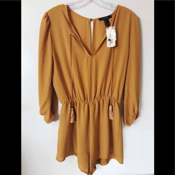 Forever 21 Yellow Tasseled Self-tie Romper - Picture 3 of 4